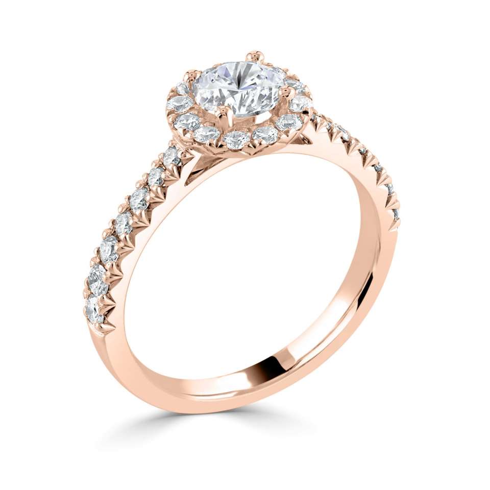 Lab-Grown Classic- Brilliant Cut Diamond Halo Ring - Ksenia Mirella Jewellery