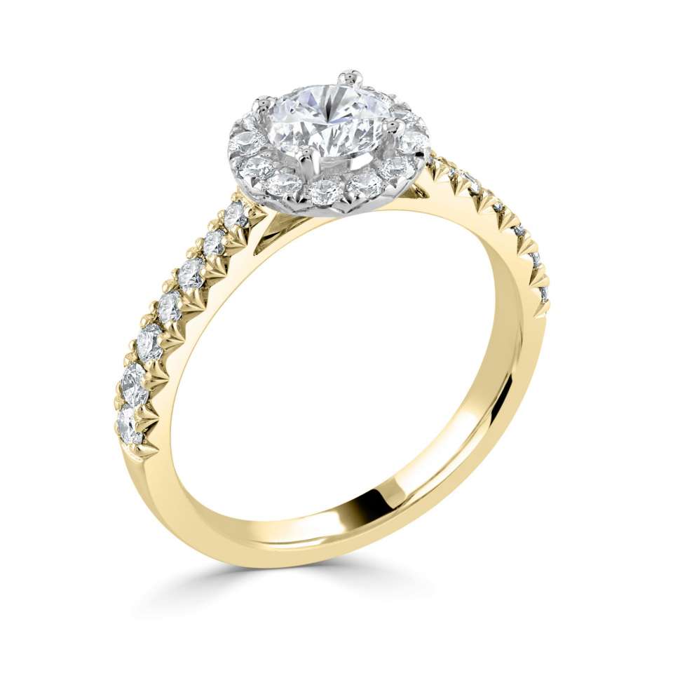 Lab-Grown Classic- Brilliant Cut Diamond Halo Ring - Ksenia Mirella Jewellery