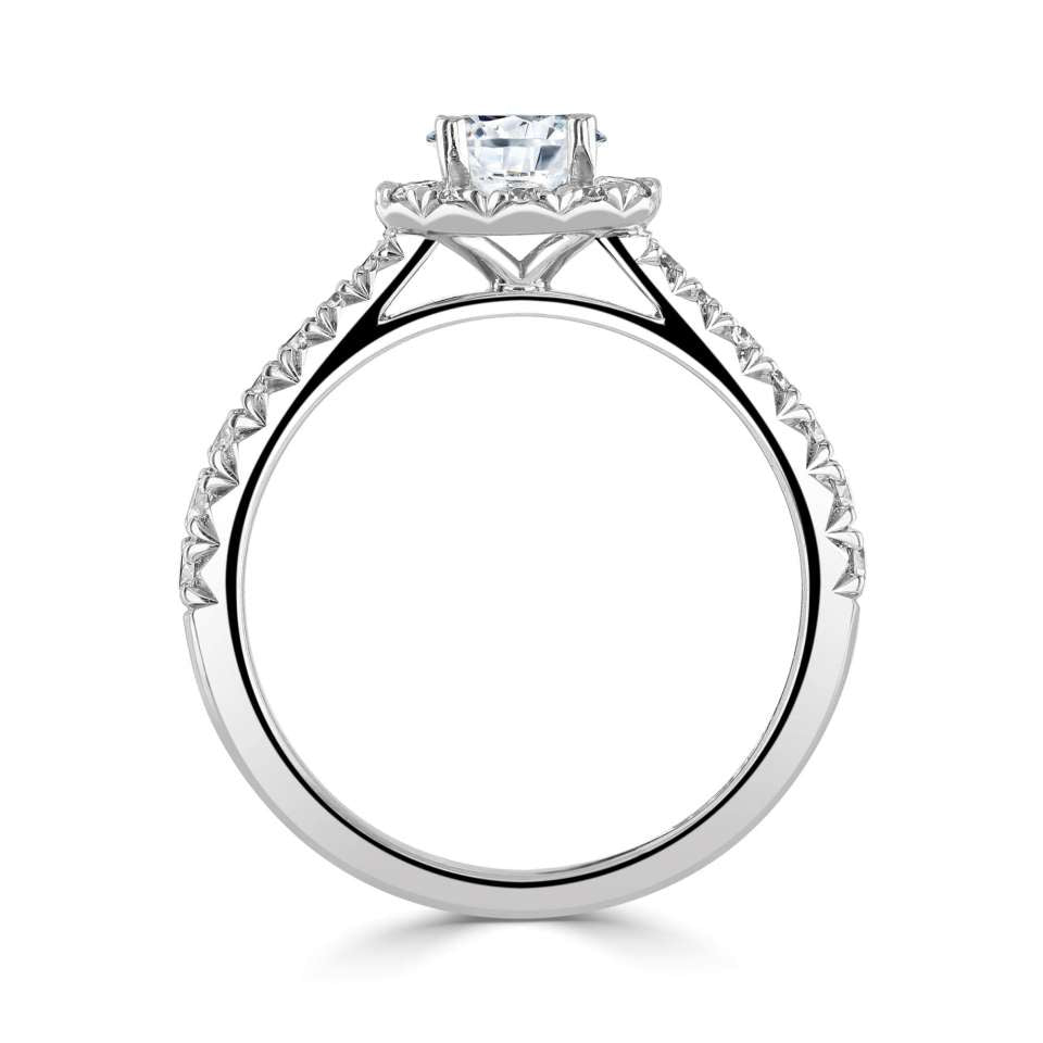 Lab-Grown Classic- Brilliant Cut Diamond Halo Ring - Ksenia Mirella Jewellery