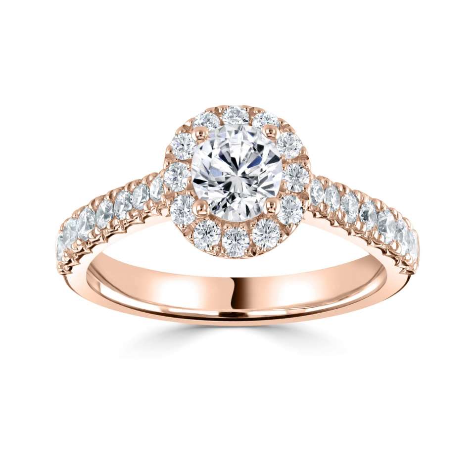 Lab-Grown Classic- Brilliant Cut Diamond Halo Ring - Ksenia Mirella Jewellery