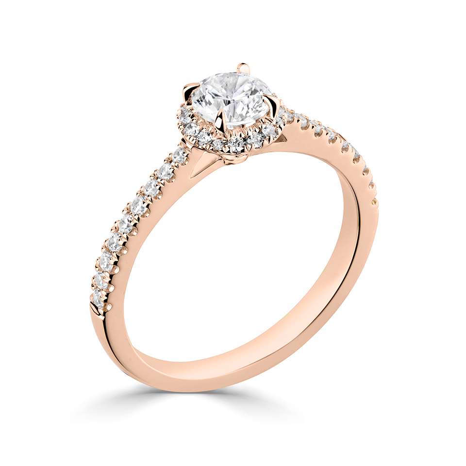Lab-Grown Classic- Brilliant Cut Diamond Halo Ring - Ksenia Mirella Jewellery