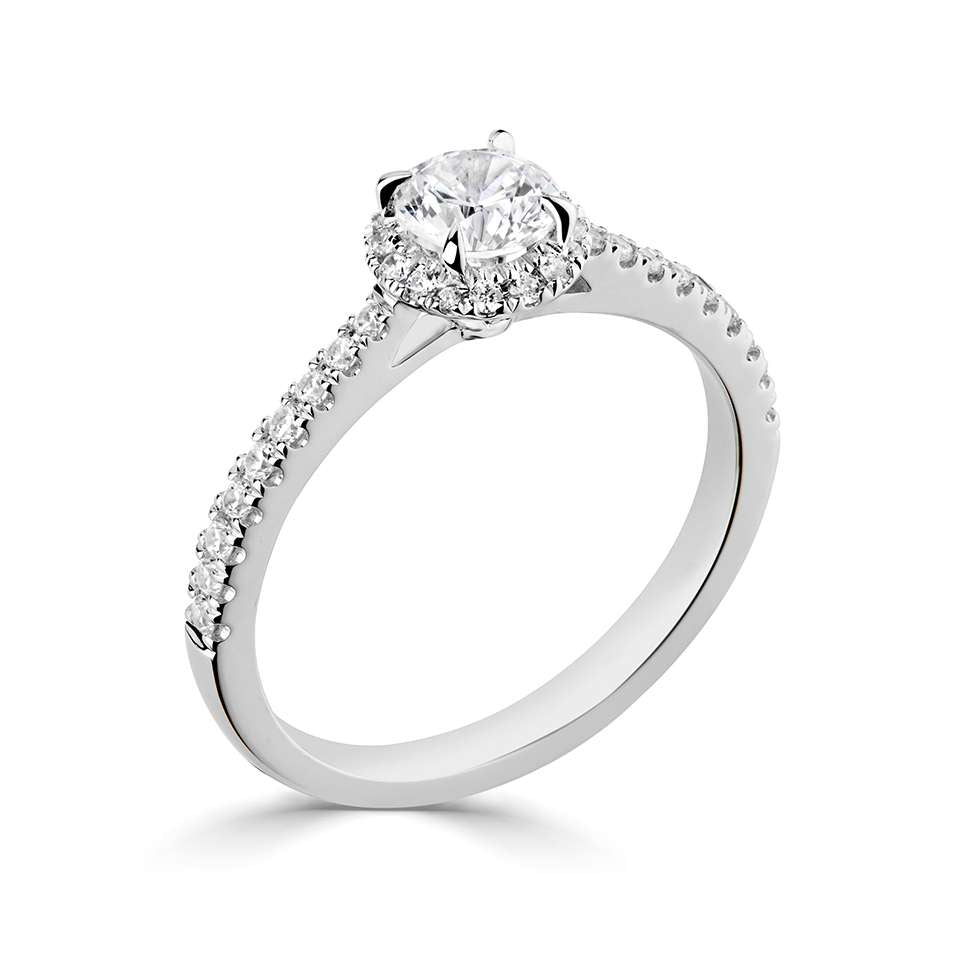 Lab-Grown Classic- Brilliant Cut Diamond Halo Ring - Ksenia Mirella Jewellery