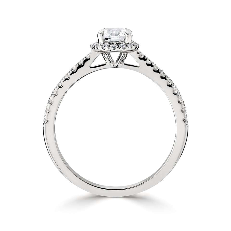 Lab-Grown Classic- Brilliant Cut Diamond Halo Ring - Ksenia Mirella Jewellery