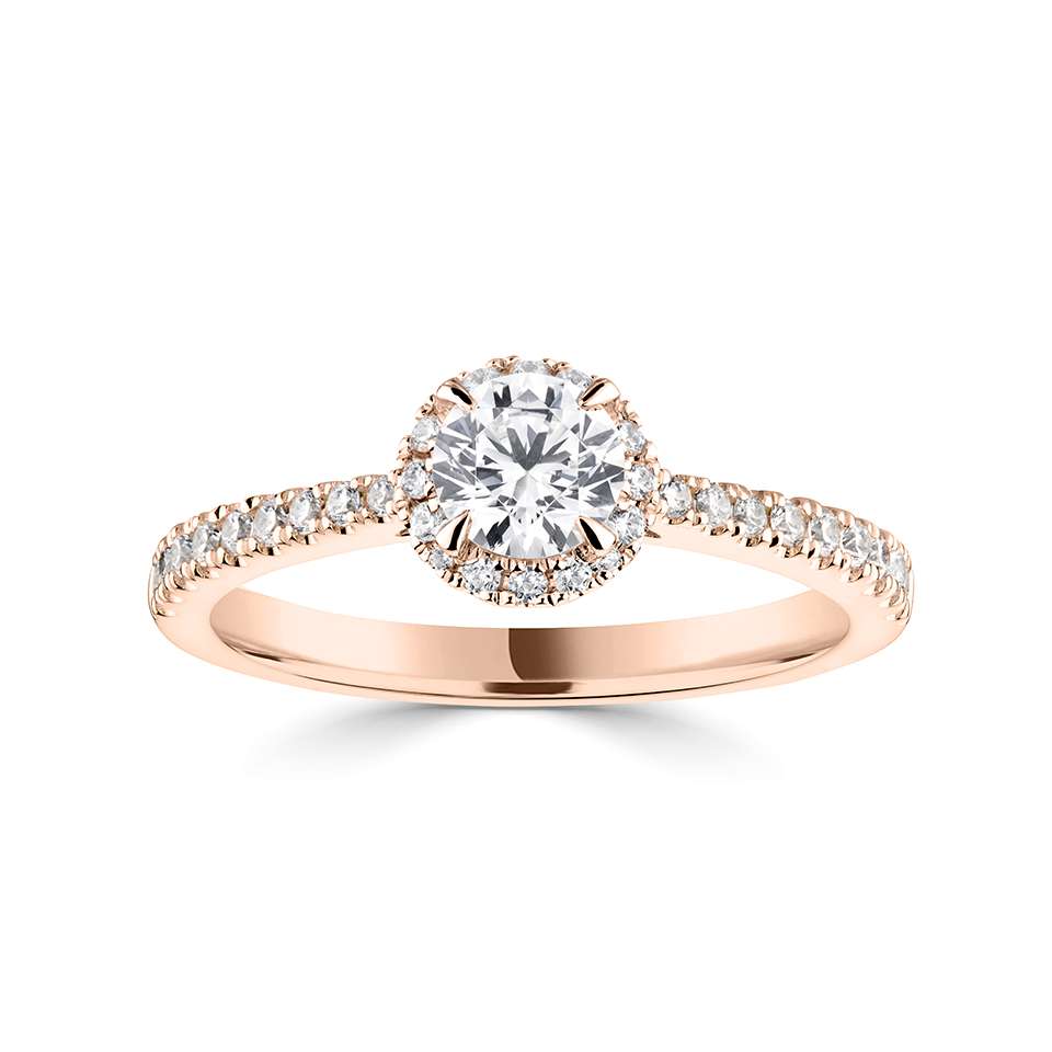 Lab-Grown Classic- Brilliant Cut Diamond Halo Ring - Ksenia Mirella Jewellery