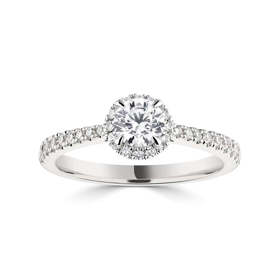 Lab-Grown Classic- Brilliant Cut Diamond Halo Ring - Ksenia Mirella Jewellery