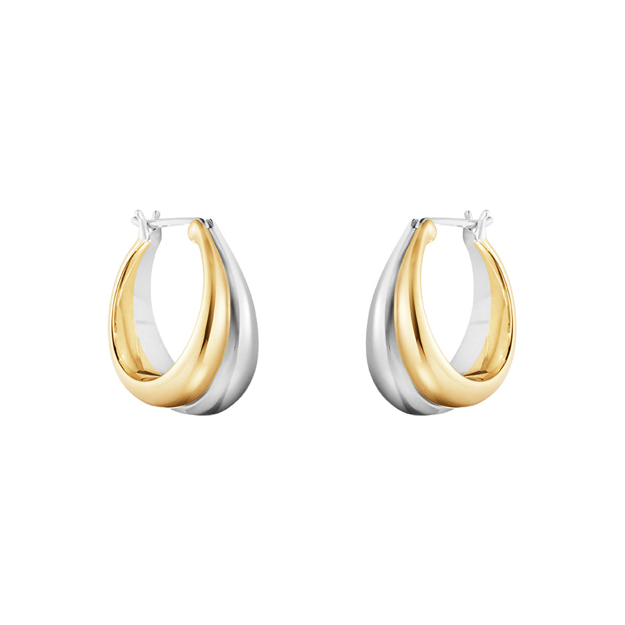 Georg Jensen Curve Silver And 18ct Gold Hoops