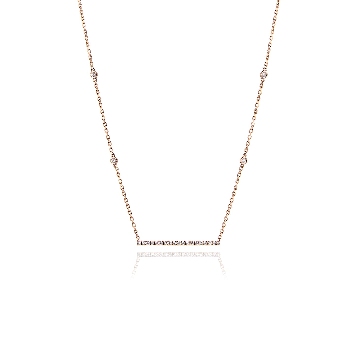 Diamond Bar Necklace in 18kt Rose Gold