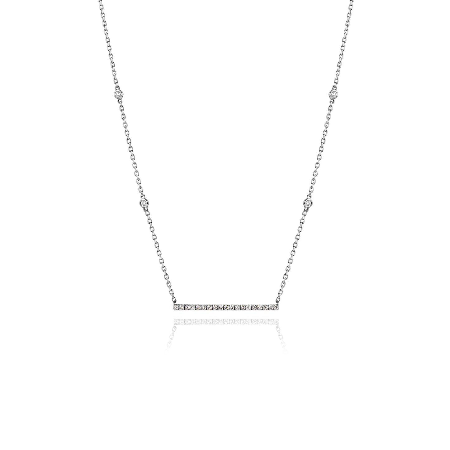 Diamond Bar Necklace in 18kt White Gold