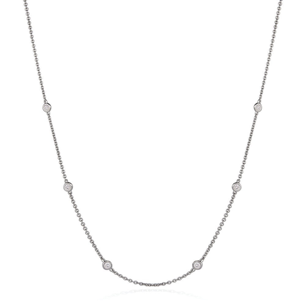 Solo Multi Stone Necklace in 18kt White Gold