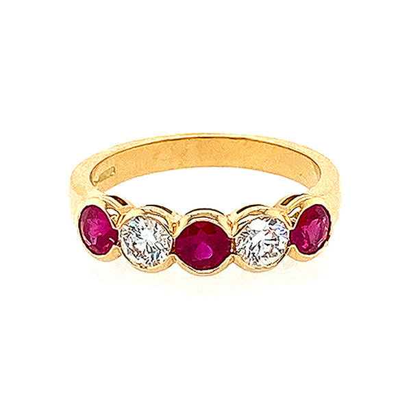 Five Stone Ruby and Diamond Ring
