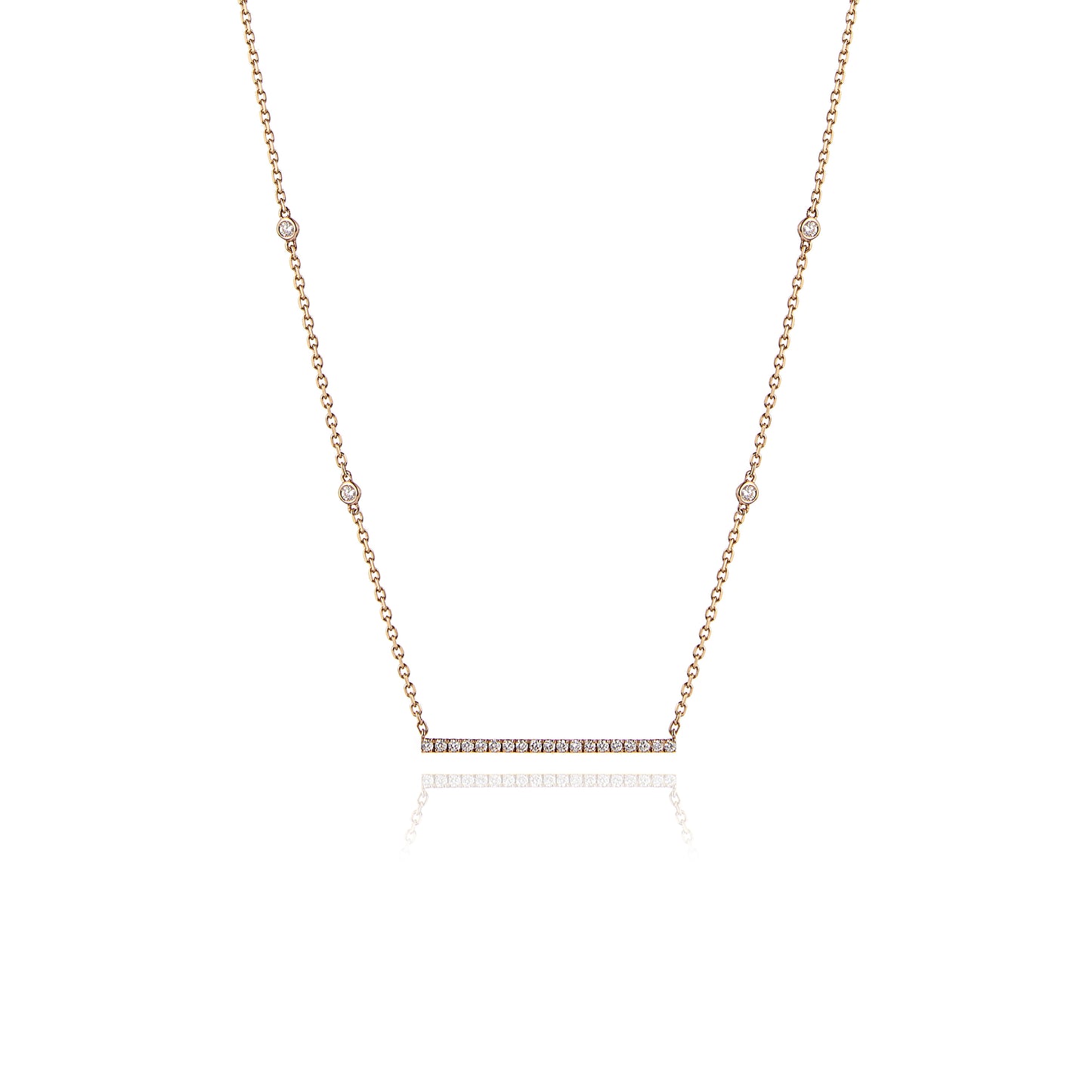 Diamond Bar Necklace in 18kt Yellow Gold