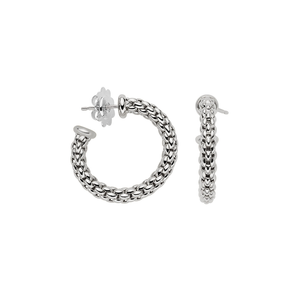 FOPE Essentials | 30mm Hoop Earrings white gold on a white background 
