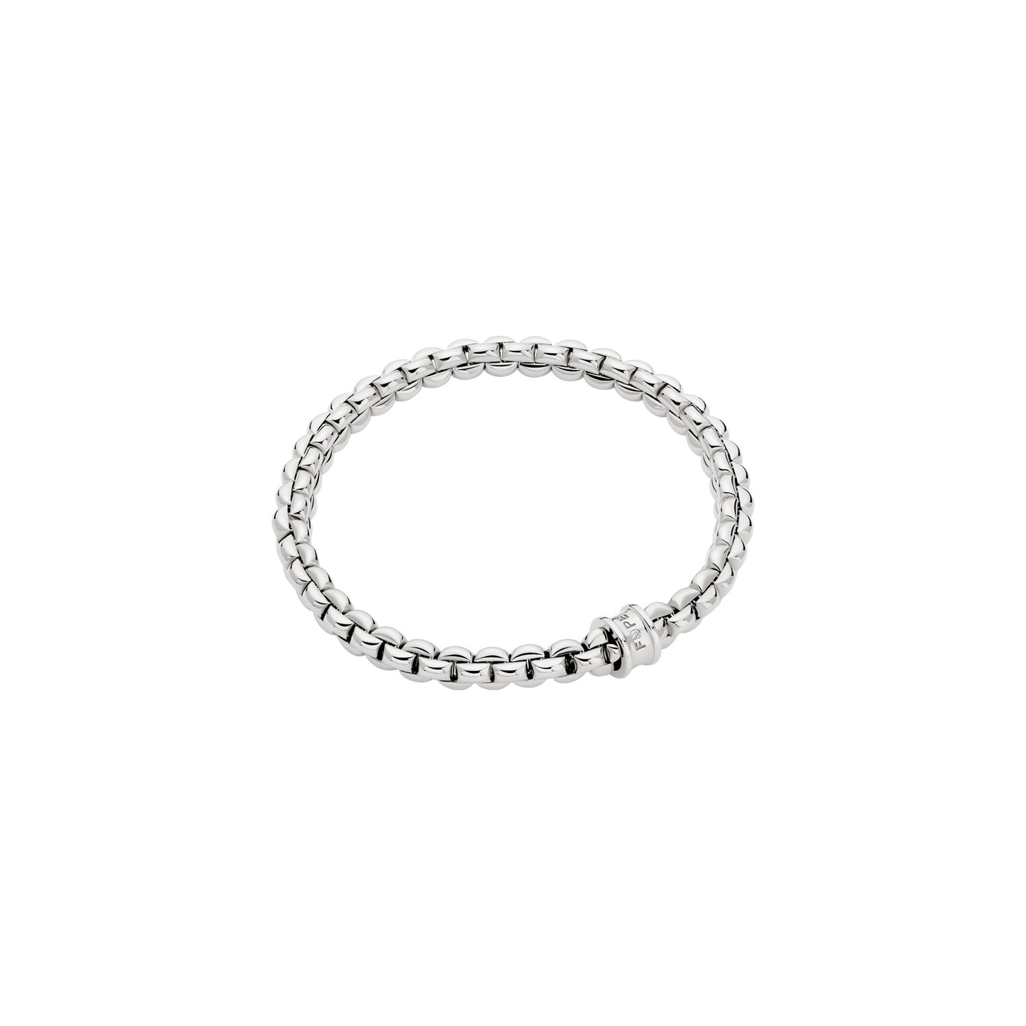 Silver bracelet with a diamond on a white background