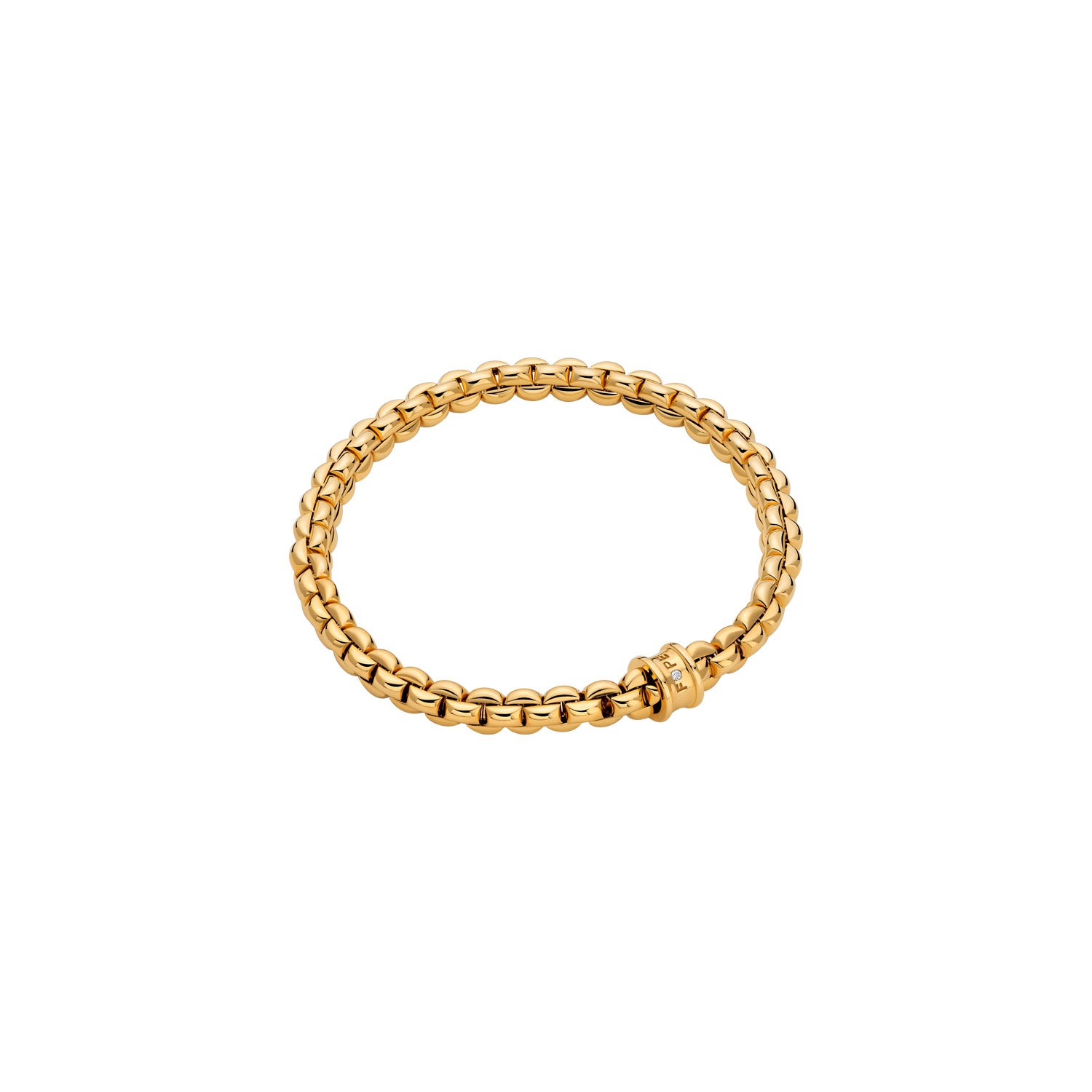 Gold bracelet on a white background