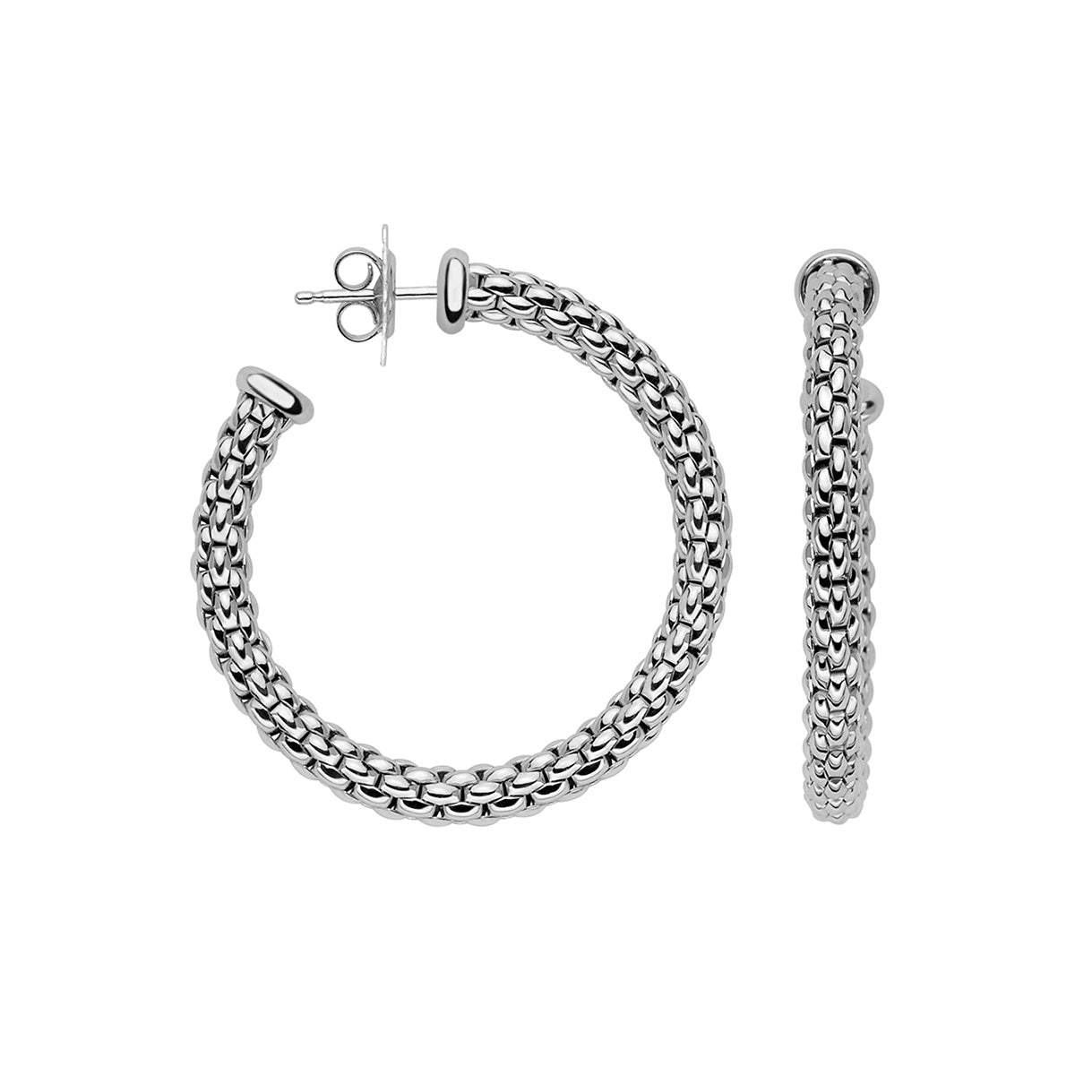 FOPE Essentials 40mm Gold Hoop Earrings white gold on a white background 