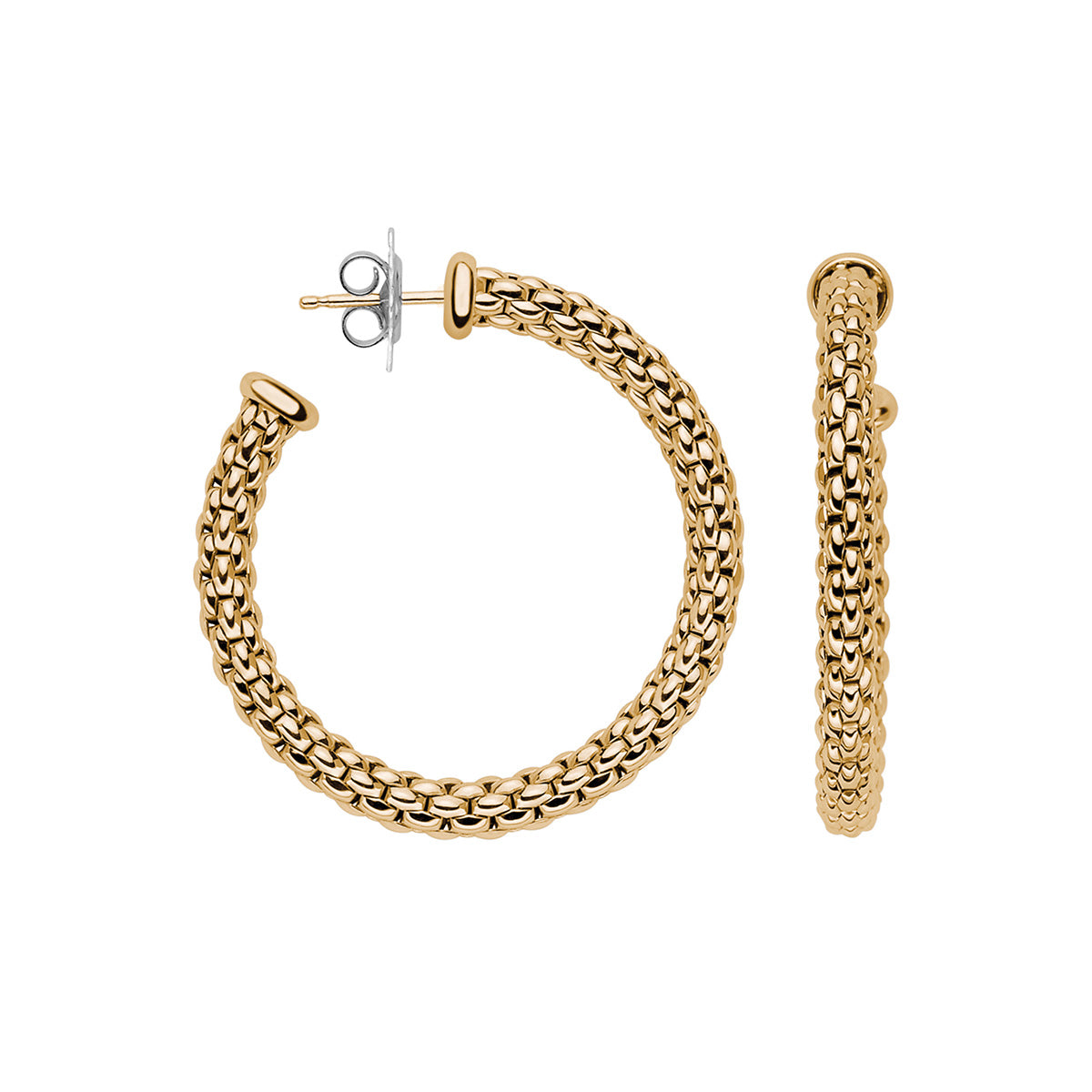 FOPE Essentials 40mm Gold Hoop Earrings yellow gold on a white background 