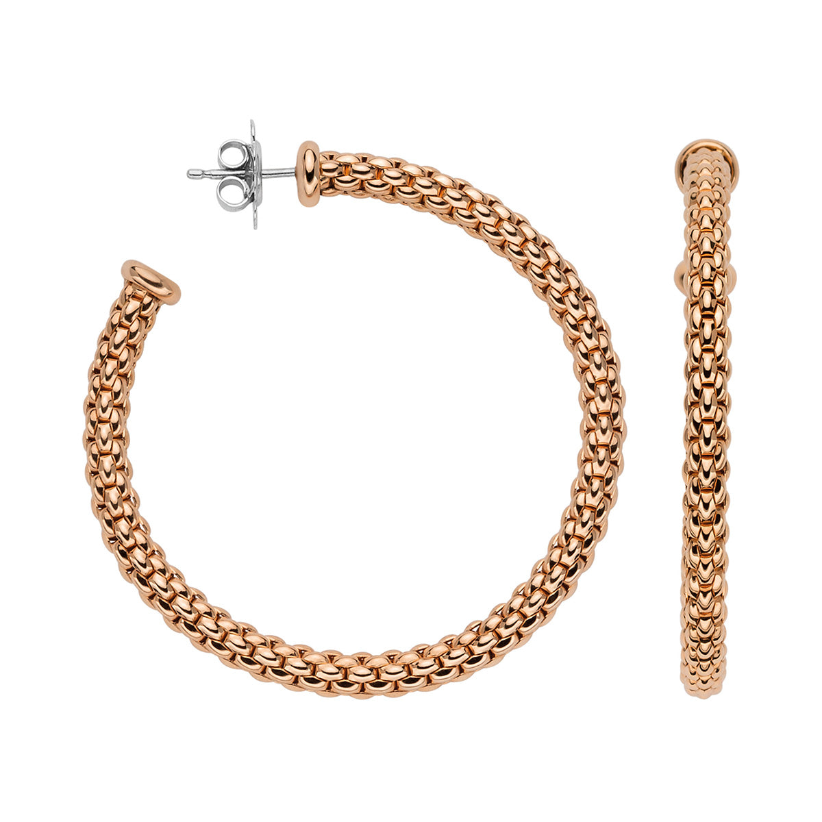 FOPE Essentials 18ct Gold 50mm Hoop Earrings in rose gold on a white background 
