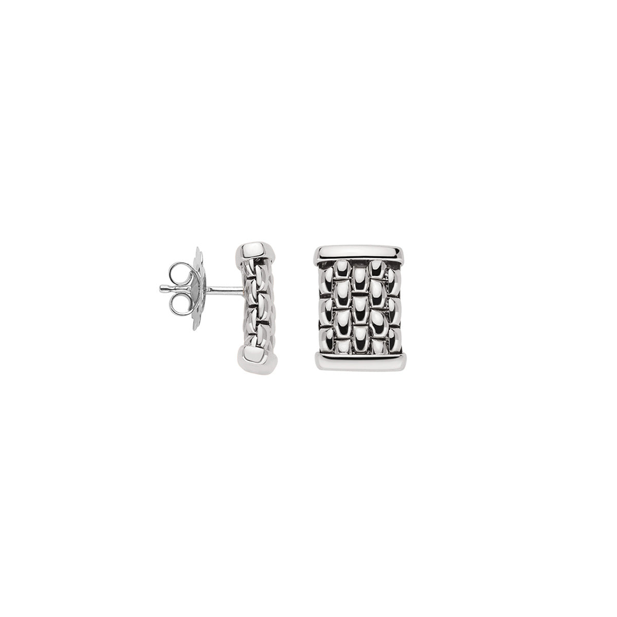 FOPE Essentials Prima Mesh Gold Stud Earrings white gold 