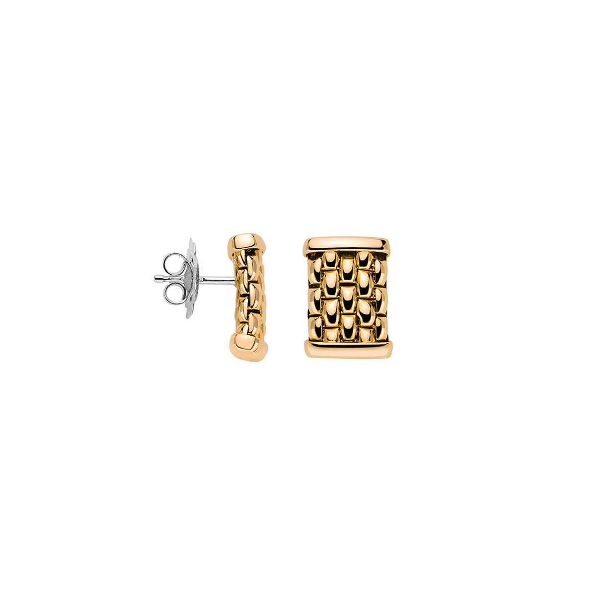 FOPE Essentials Prima Mesh Gold Stud Earrings in yellow gold 