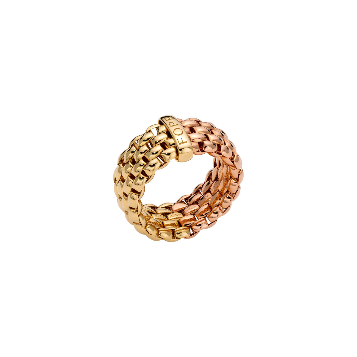 FOPE Essentials | Wide Prima Mesh Mix Gold Ring