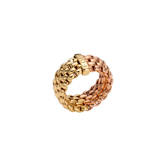 FOPE Essentials | Wide Prima Mesh Mix Gold Ring