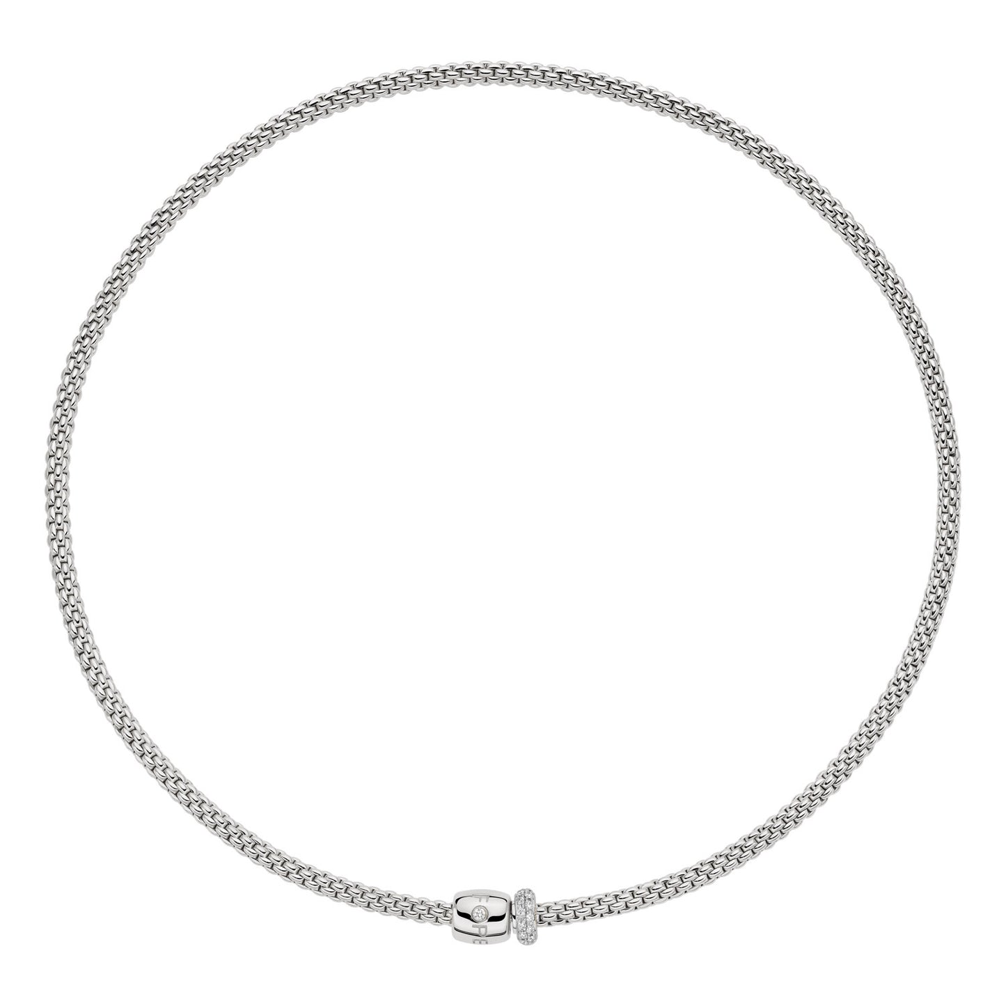 FOPE Prima Necklace with Pavé Diamond Rondel & Diamond Clasp | 0.19ct
