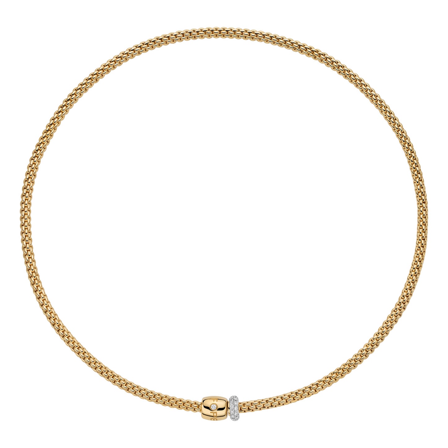 FOPE Prima Necklace with Pavé Diamond Rondel & Diamond Clasp | 0.19ct