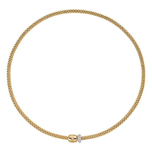 FOPE Prima Necklace with Pavé Diamond Rondel & Diamond Clasp | 0.19ct