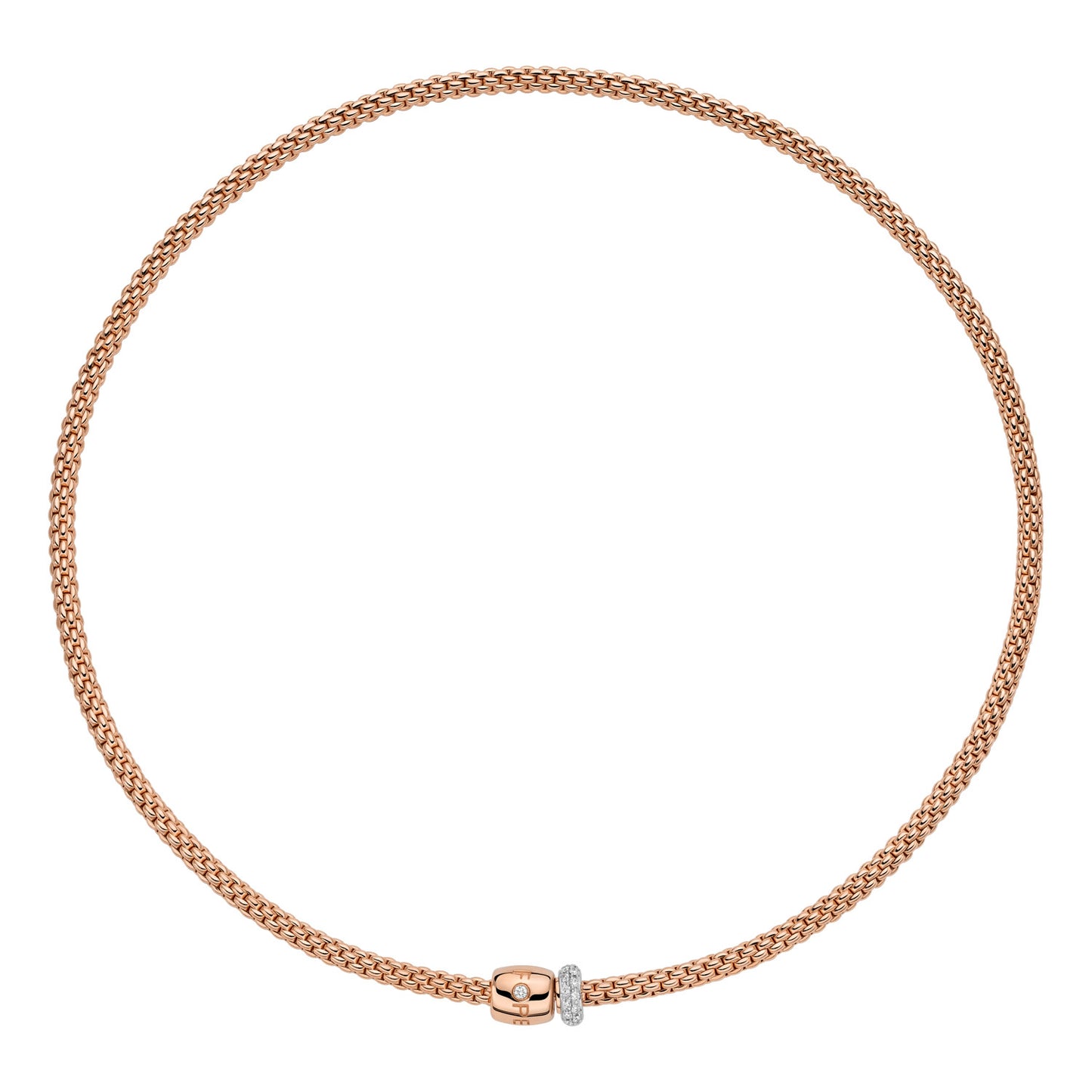 FOPE Prima Necklace with Pavé Diamond Rondel & Diamond Clasp | 0.19ct