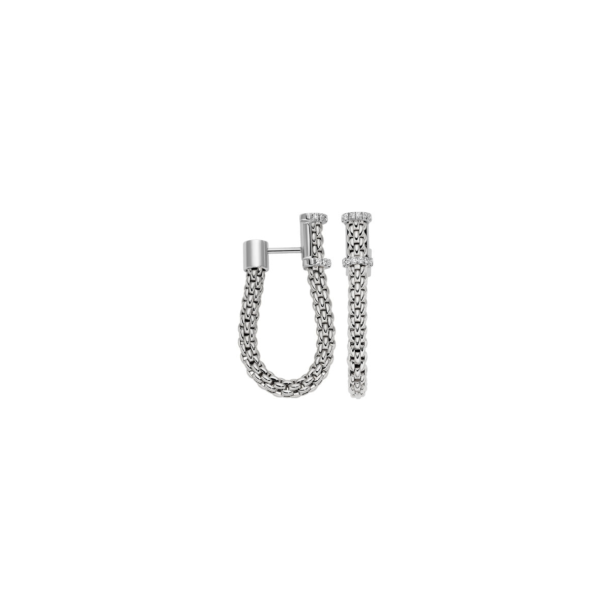 FOPE Essentials Small Prima Mesh Diamond Hoops in white gold 