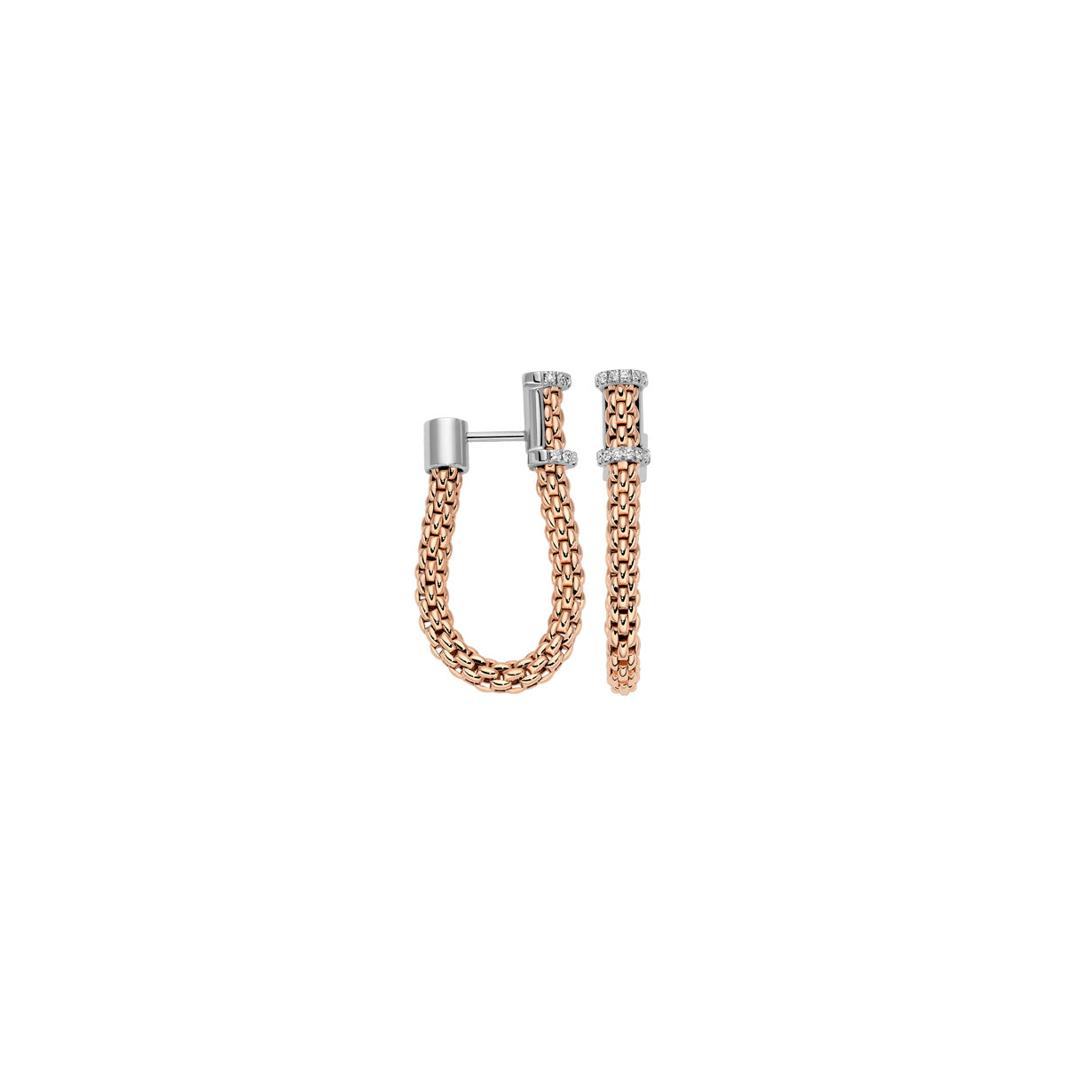 FOPE Essentials Small Prima Mesh Diamond Hoops in rose gold 