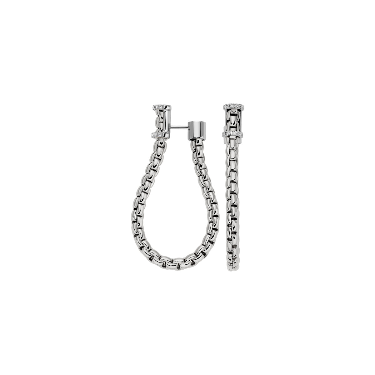 FOPE Essentials Medium Eka Mesh Diamond Hoops in white gold 