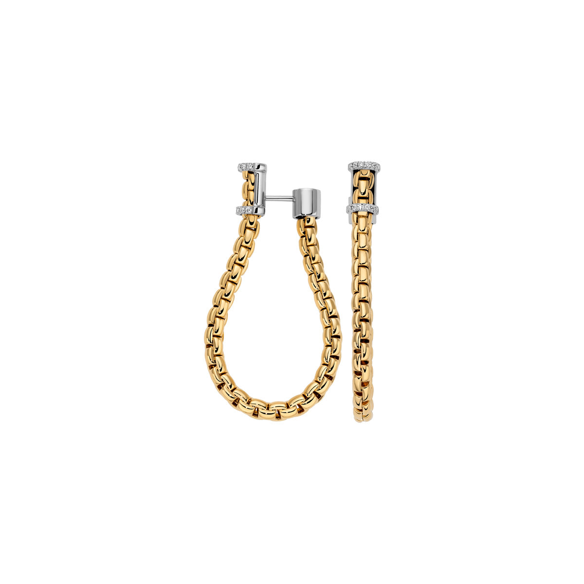 FOPE Essentials Medium Eka Mesh Diamond Hoops in yellow gold 