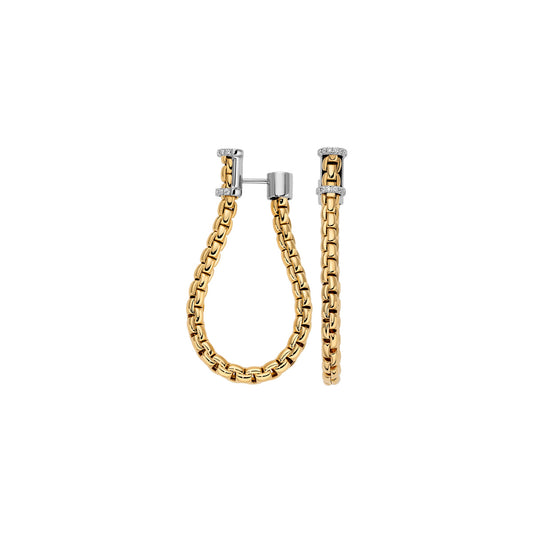 FOPE Essentials Medium Eka Mesh Diamond Hoops in yellow gold 
