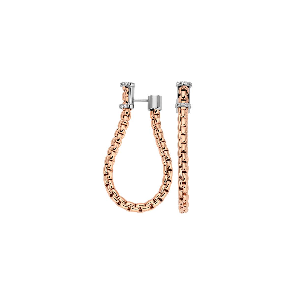 FOPE Essentials Medium Eka Mesh Diamond Hoops in rose gold