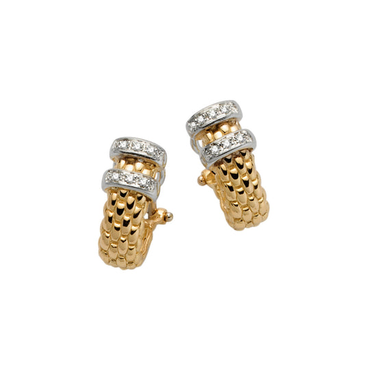 Fope Solo gold hoop earrings with diamonds