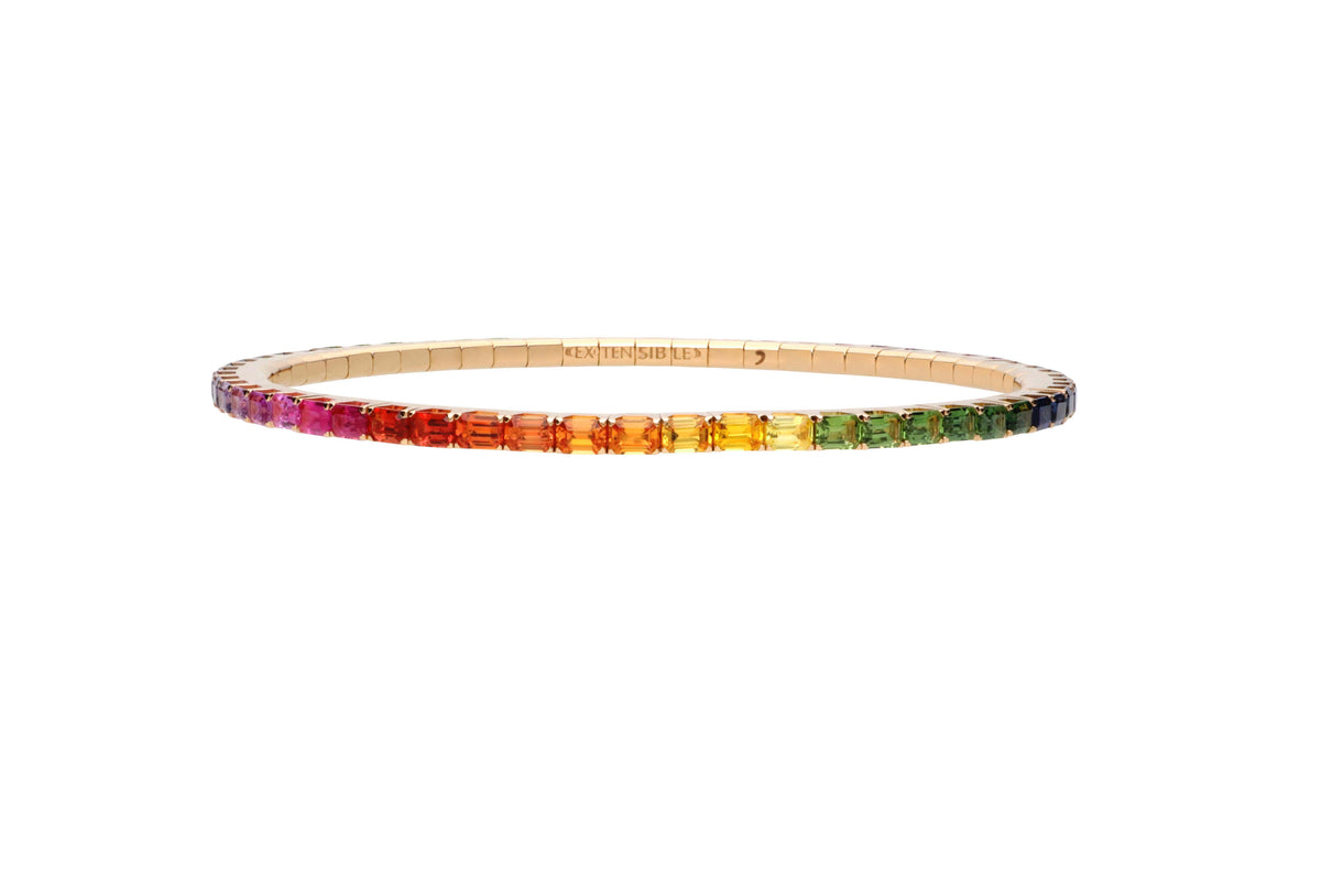 Armband aus 18 Karat Gelbgold mit Regenbogen-Saphiren