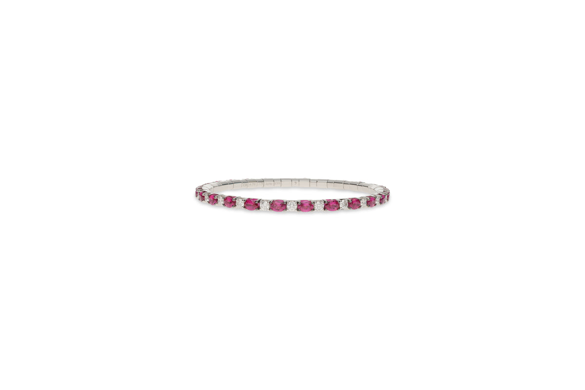 Armband aus 18 Karat Roségold mit rosa Saphir und Diamant, dehnbar