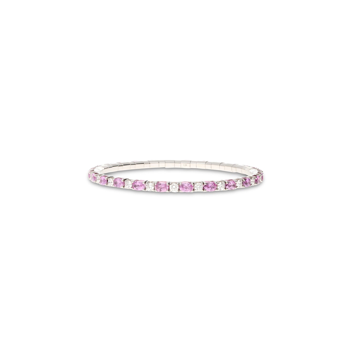 Stretchy Pink Sapphire & Diamond Tennis Bracelet | 4,54ct White or Rose Gold