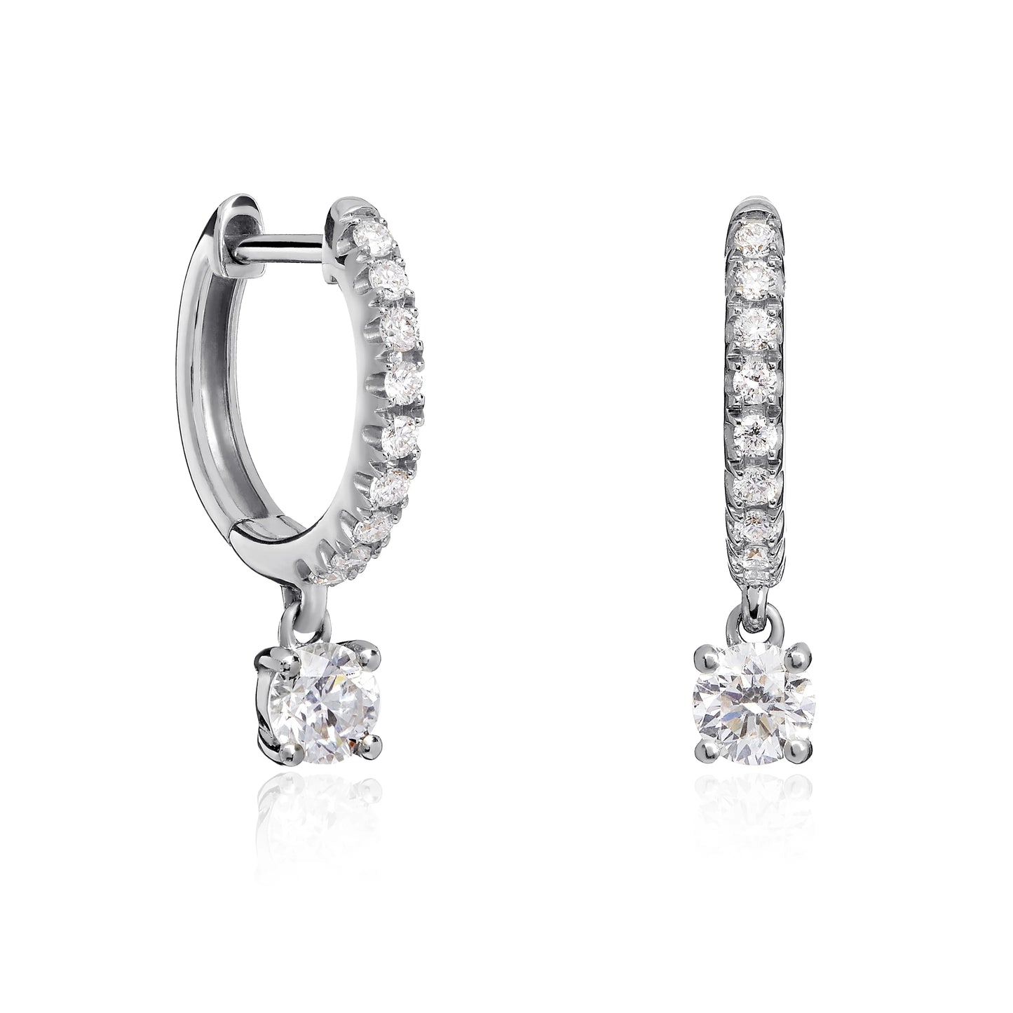 Diamond Hoop Earrings with Articulated Drop – 0.55ct