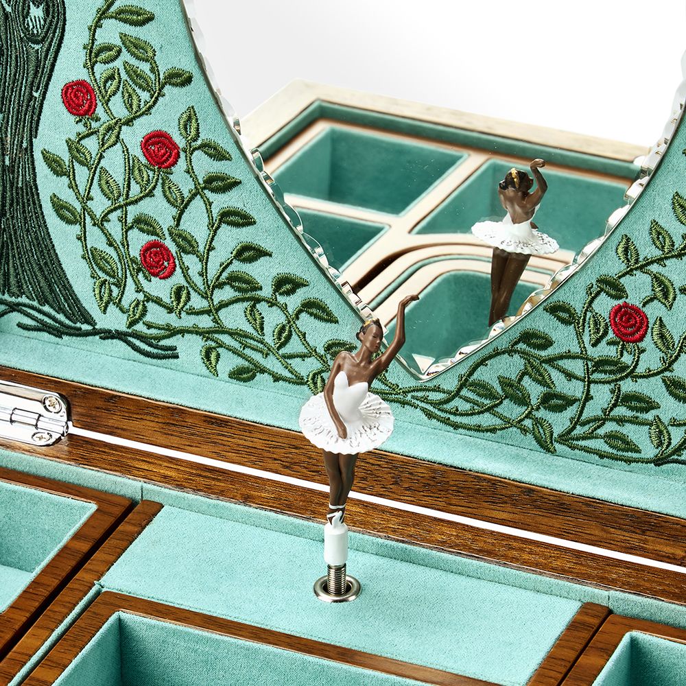 Decorative jewelry box with a ballerina and floral design