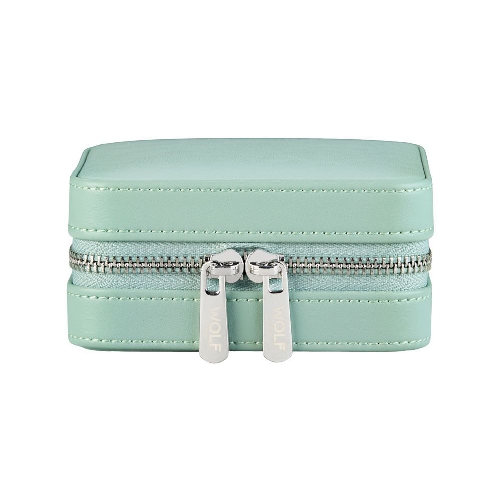 WOLF X LIBERTY Julia Interior Print Small Travel Jewellery Zip Case - Sage Green