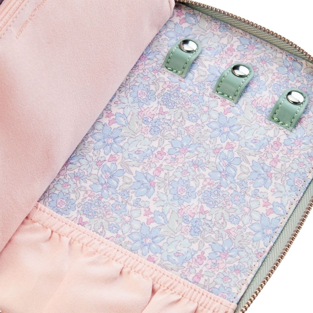 sage green jewellery travel case on a white background 
