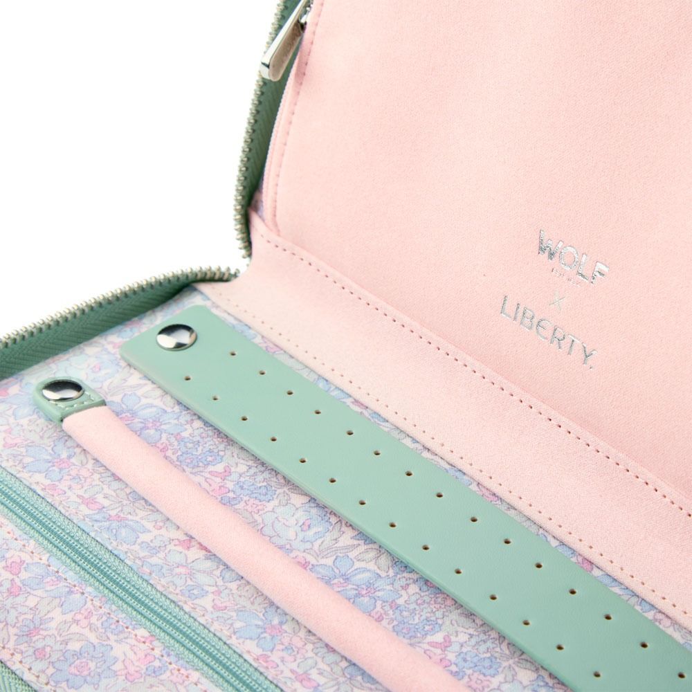 sage green jewellery travel case on a white background 