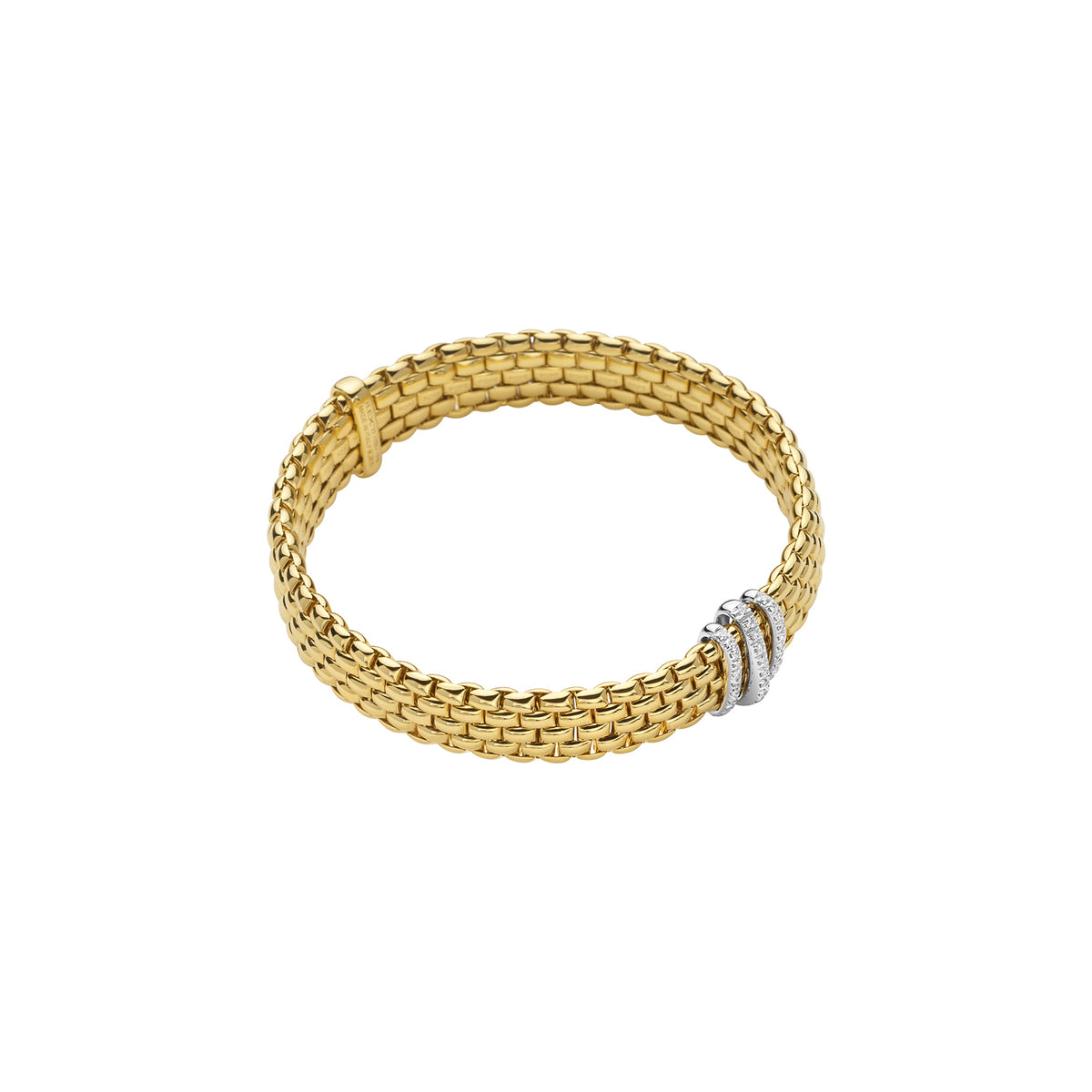 FOPE Panorama Gold Flex'it Bracelet with Three Diamond Rondels