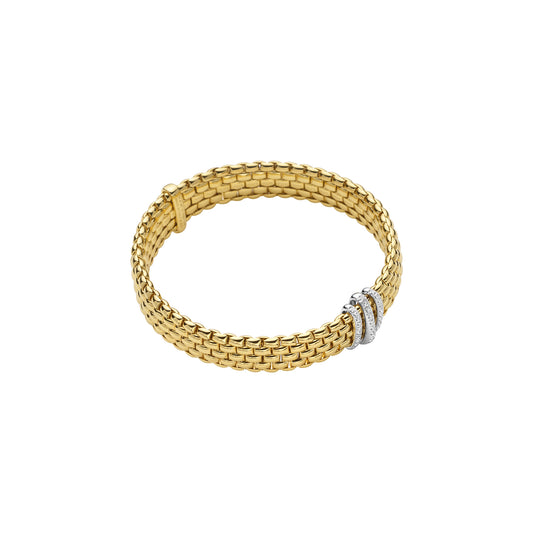 FOPE Panorama Gold Flex'it Bracelet with Three Diamond Rondels