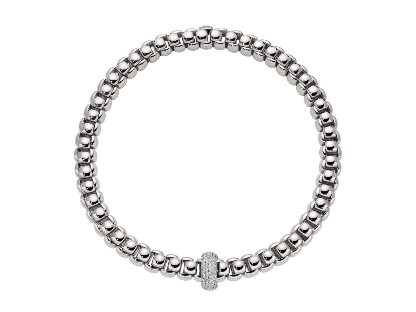 FOPE Luna Classic White Diamond Pavé Rondel Necklace