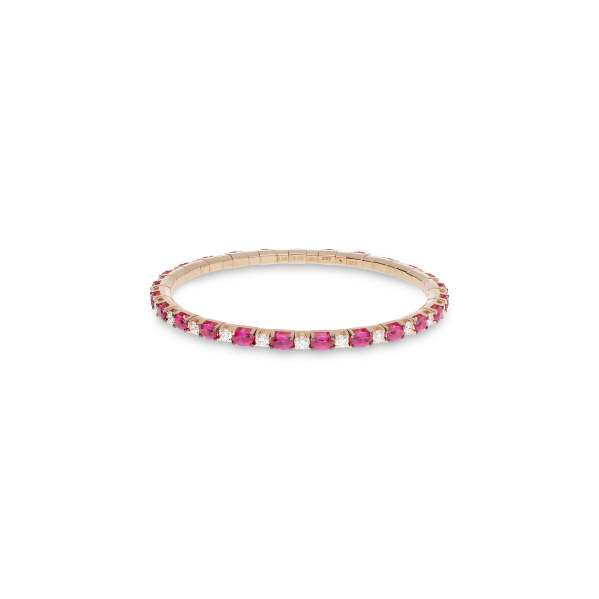 Armband aus 18 Karat Roségold mit rosa Saphir und Diamant, dehnbar