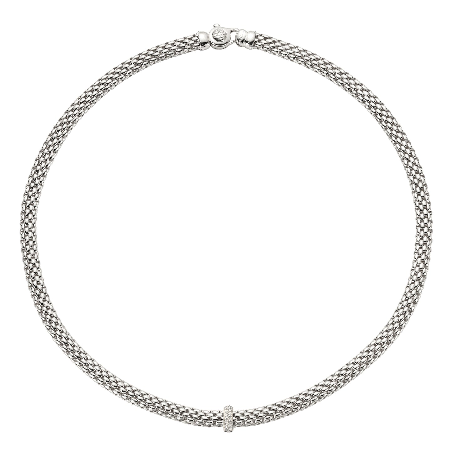 Fope white gold Vendôme Necklace- Pavé Diamond Rondel