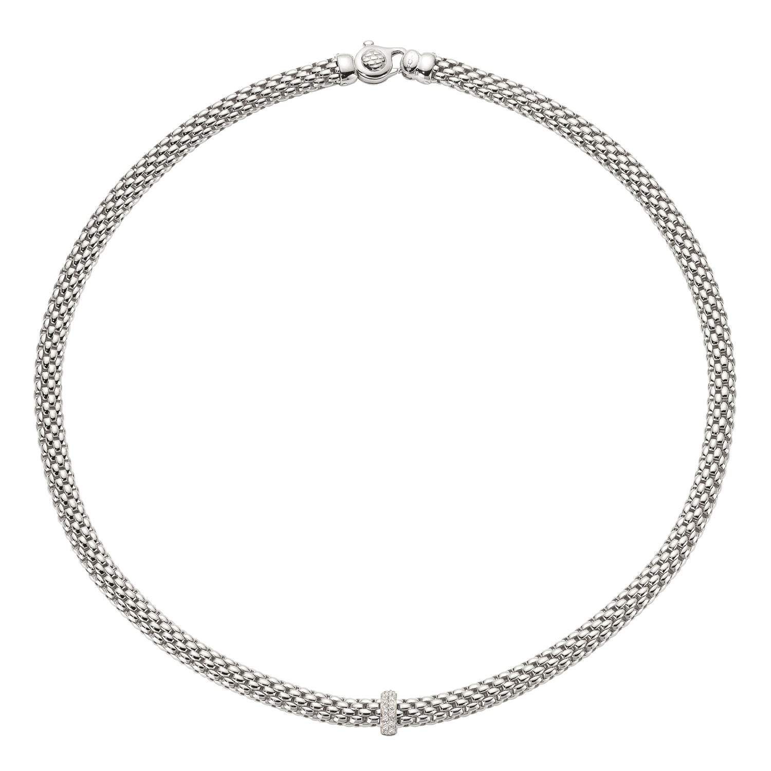 Fope white gold Vendôme Necklace- Pavé Diamond Rondel